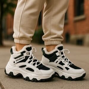 NWOT ~ Black & White Lace Front Workout Sneakers Athletic Shoes ~ EU 38- 7.5 - 8